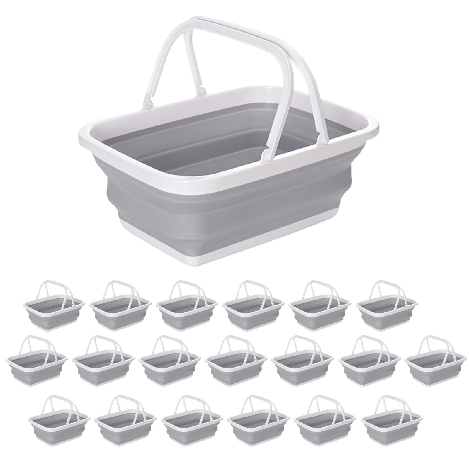 20x 9L Collapsible Laundry Folding Clothes Basket w Handles Bin Bulk -Grey/White