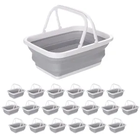 20x 9L Collapsible Laundry Folding Clothes Basket w Handles Bin Bulk -Grey/White