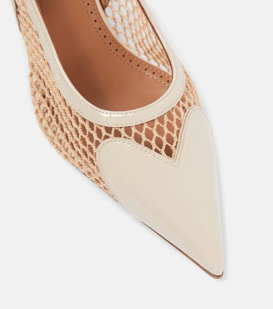 Alaia Le C√Ö¬ìur fishnet leather slingback pumps