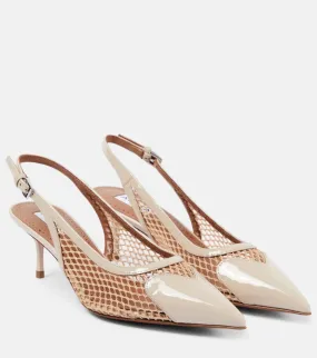 Alaia Le Cœur fishnet leather slingback pumps Alaia Le Cœur fishnet leather slingback pumps