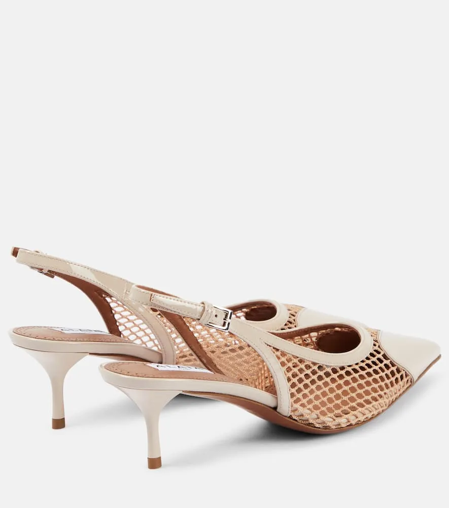 Alaia Le C√Ö¬ìur fishnet leather slingback pumps