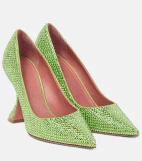 Amina Muaddi Ami embellished leather pumps Amina Muaddi Ami embellished leather pumps