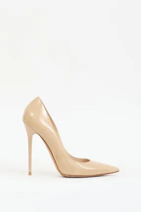 Beige Patent Romy Pointed Toe Pump