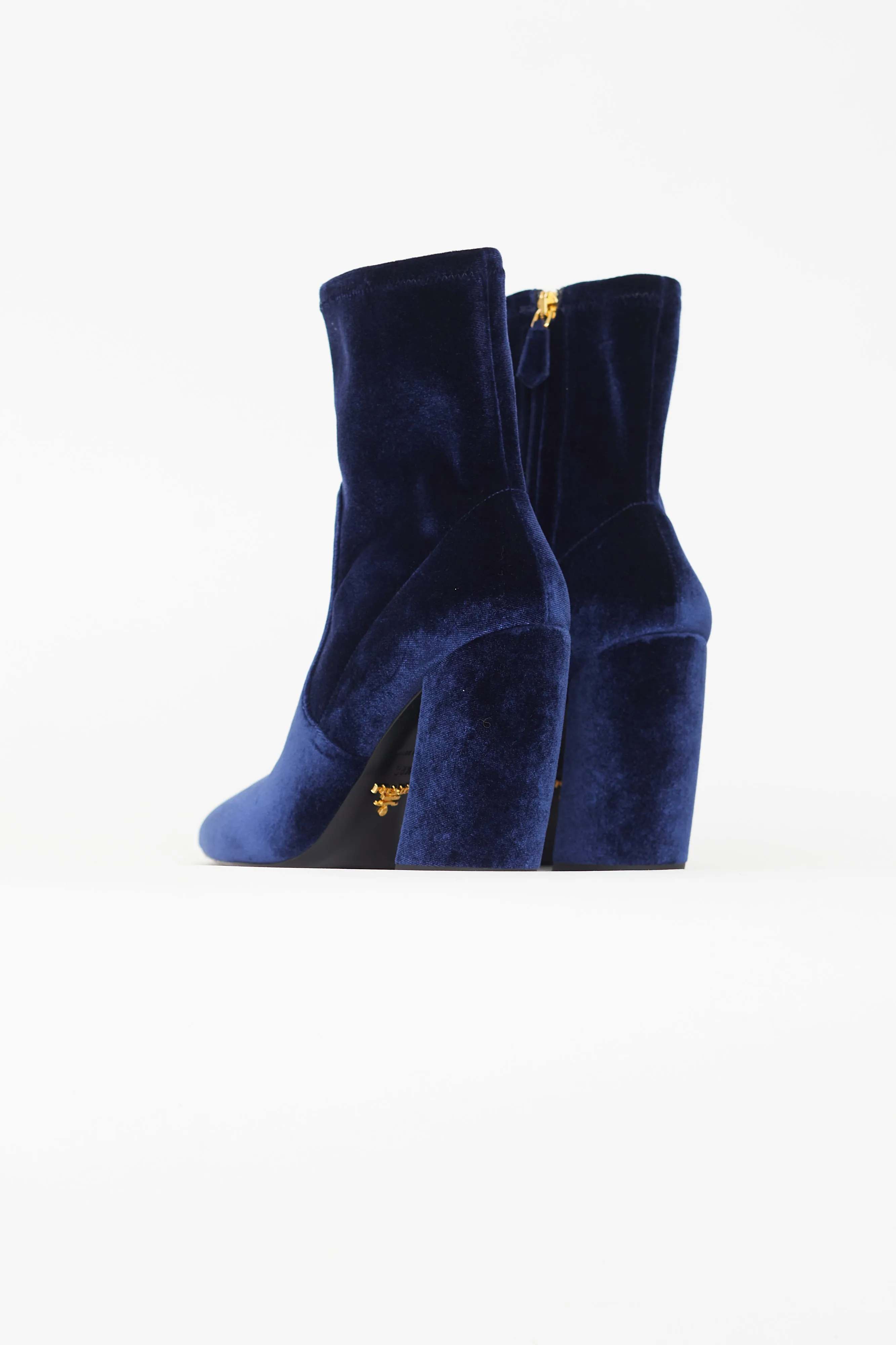 Blue Suede Pointed Toe Boot
