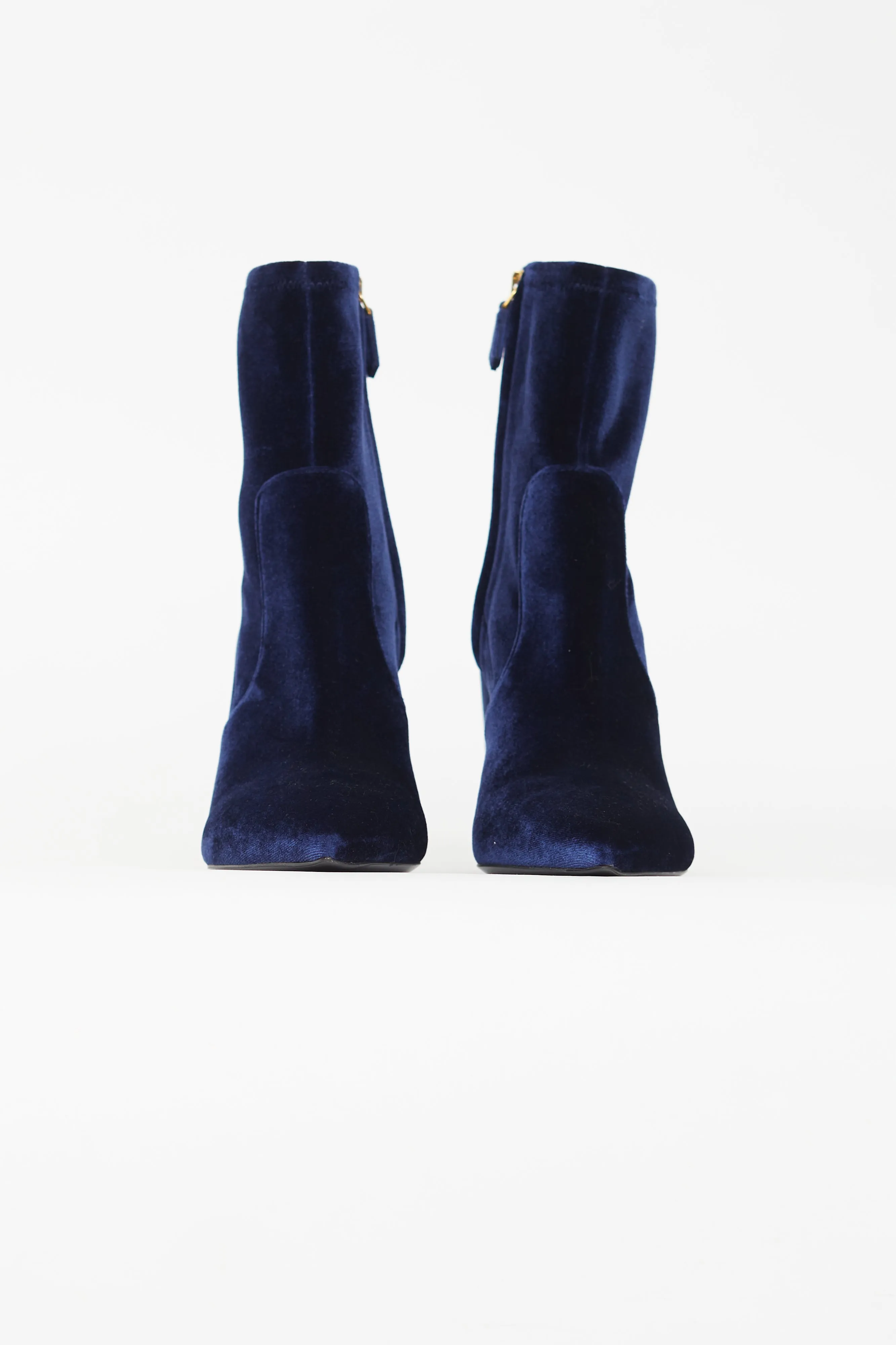 Blue Suede Pointed Toe Boot