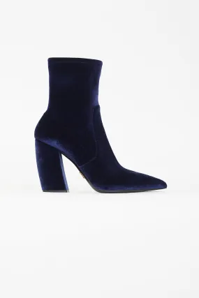 Blue Suede Pointed Toe Boot