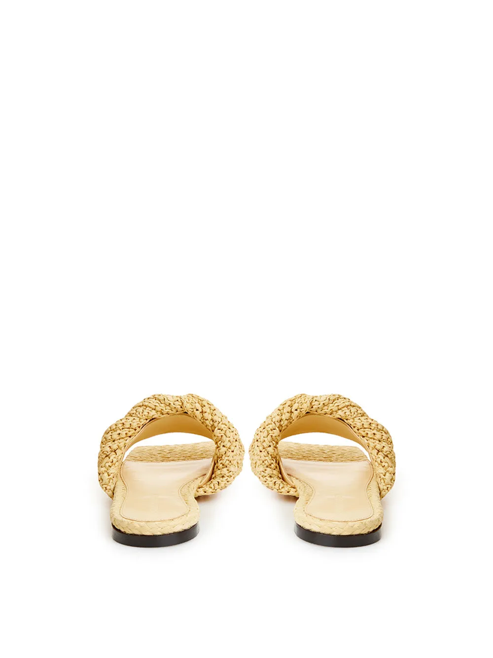 Bottega Veneta Beige Raffia Mule with Maxi Intreccio Detail