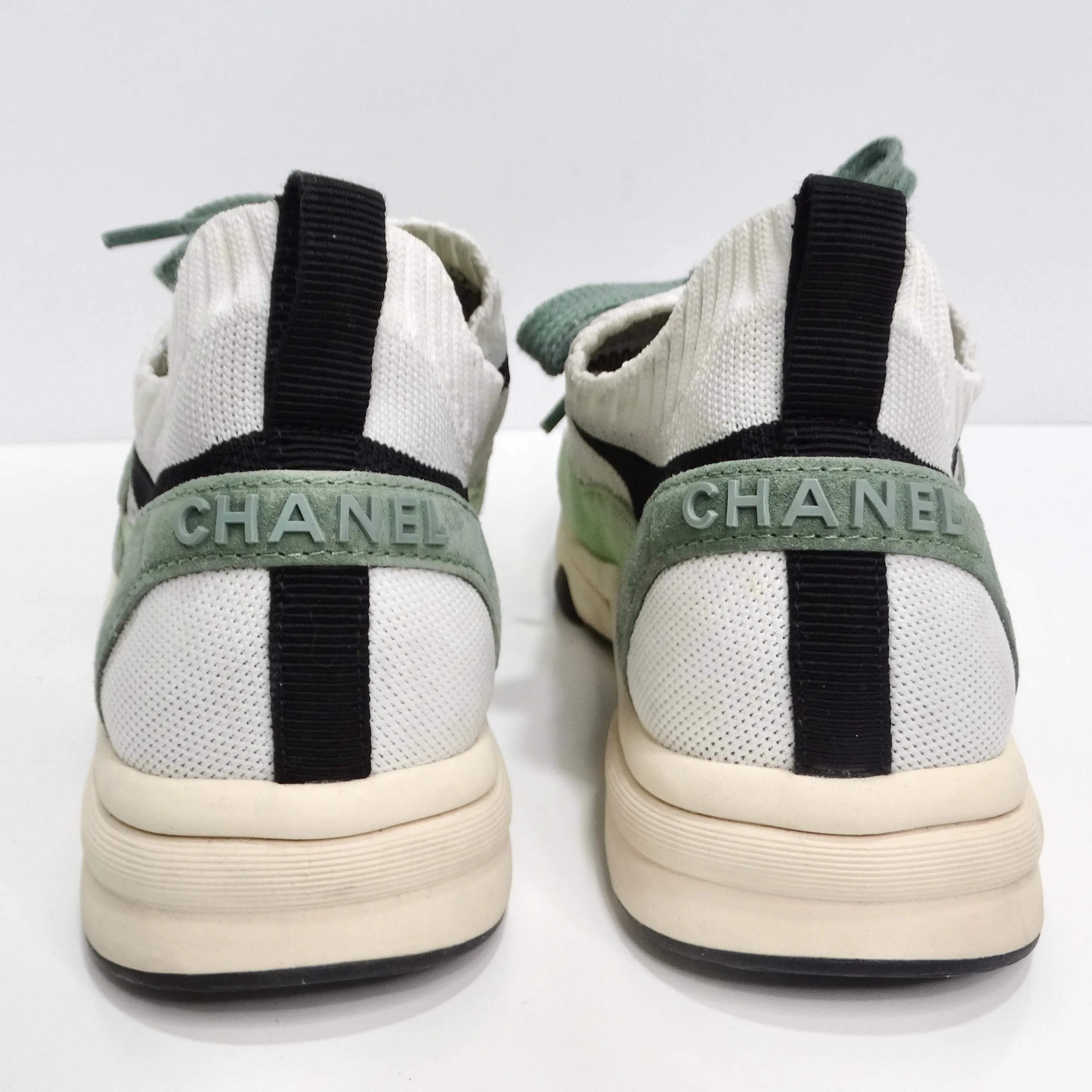 Chanel CC Green Knit Trainers