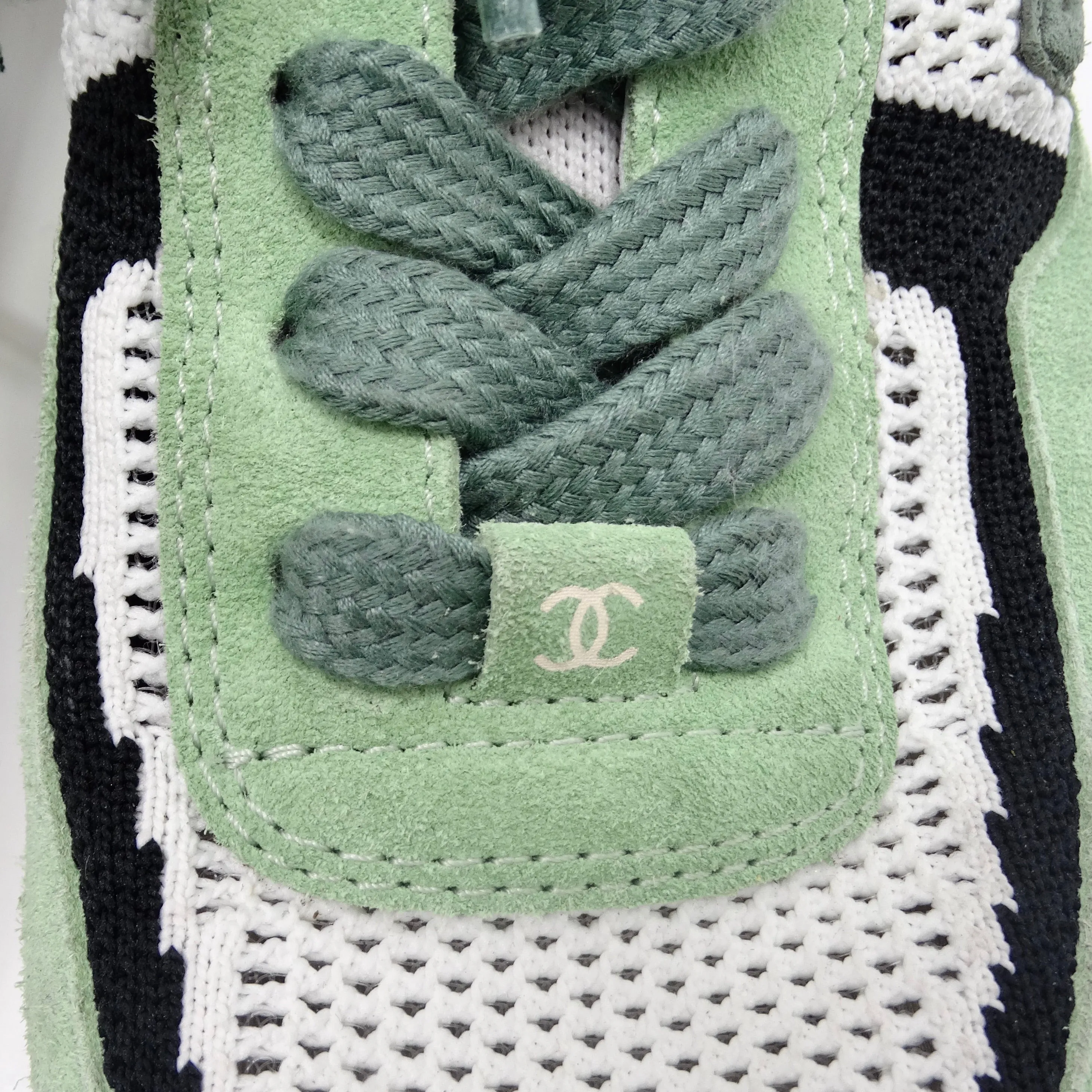 Chanel CC Green Knit Trainers