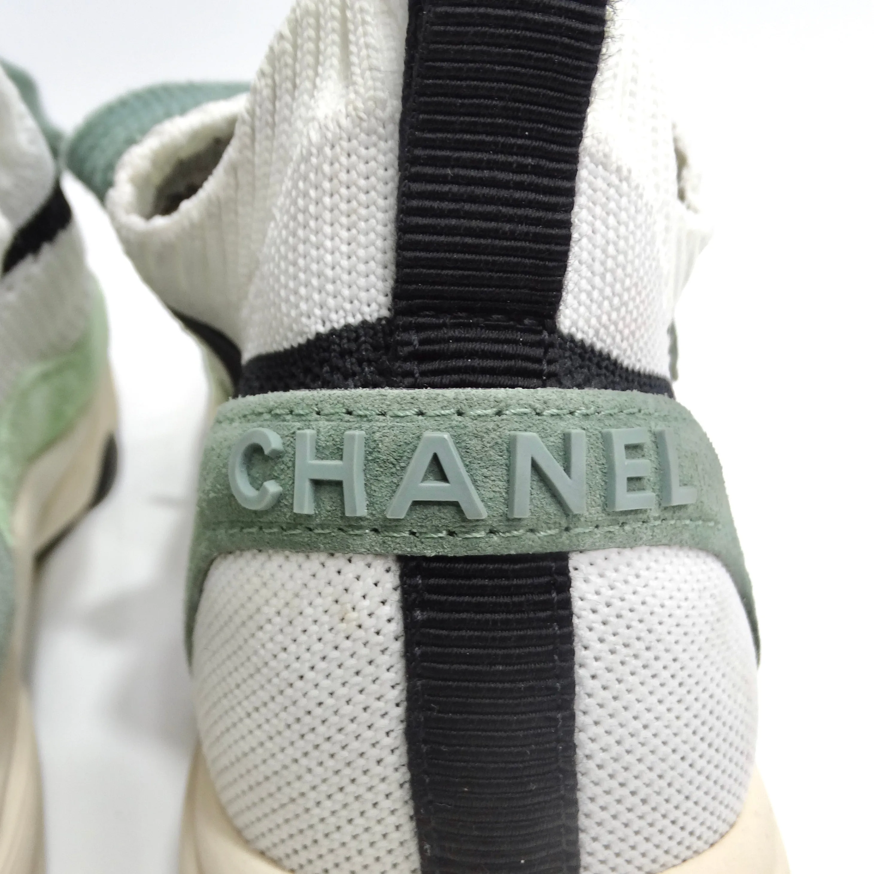 Chanel CC Green Knit Trainers