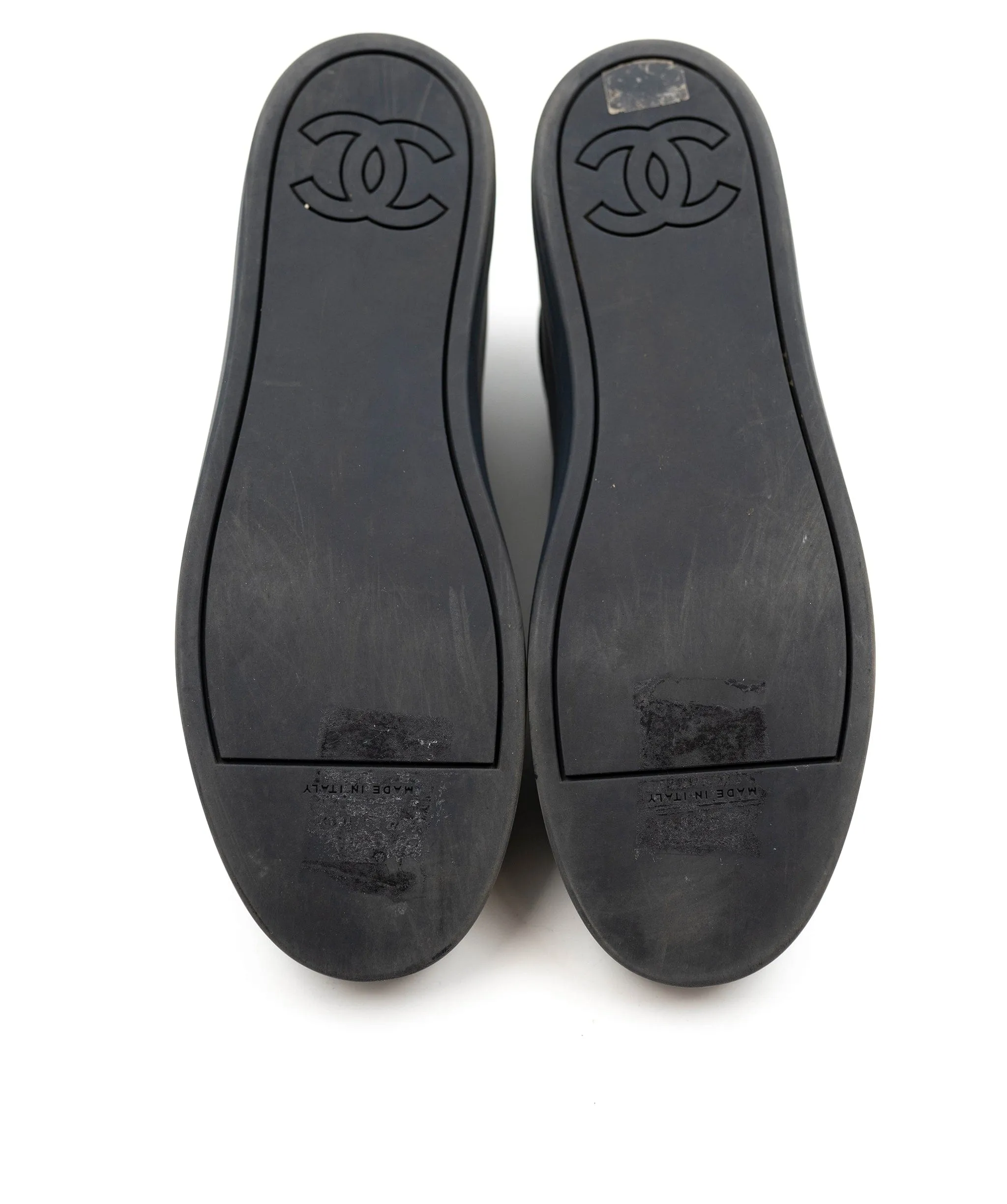 Chanel Navy Velvet/Leather Trainers Size 40.5