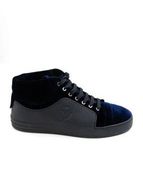 Chanel Navy Velvet/Leather Trainers Size 40.5