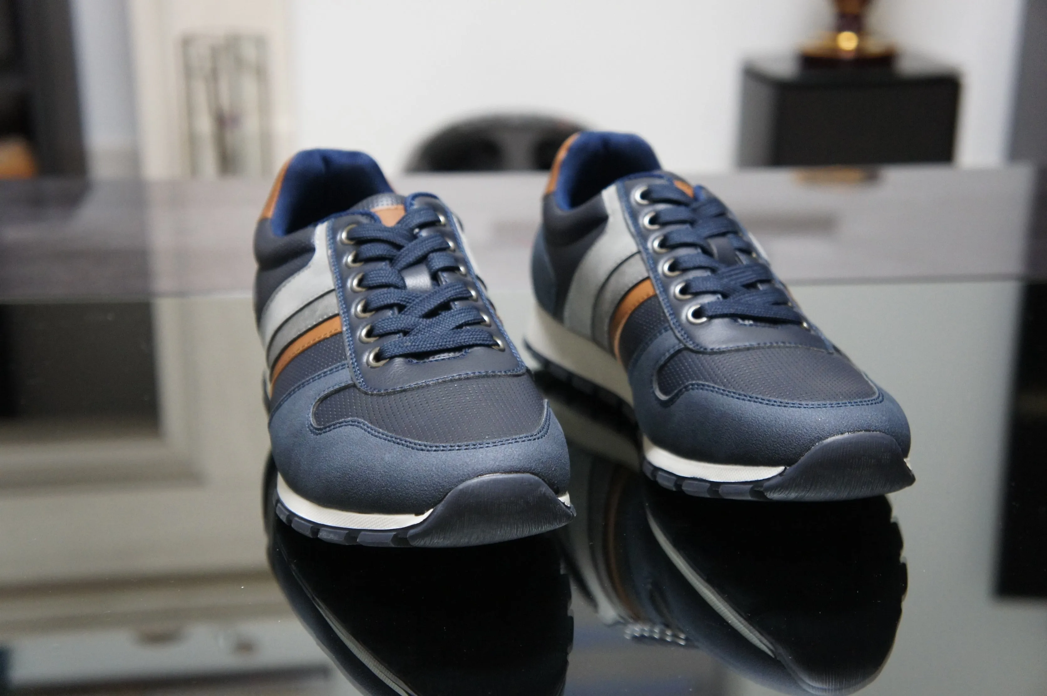 Classic Smart Casual Comfortable Low-Top Sneakers Trainers for Men A2192 Navy
