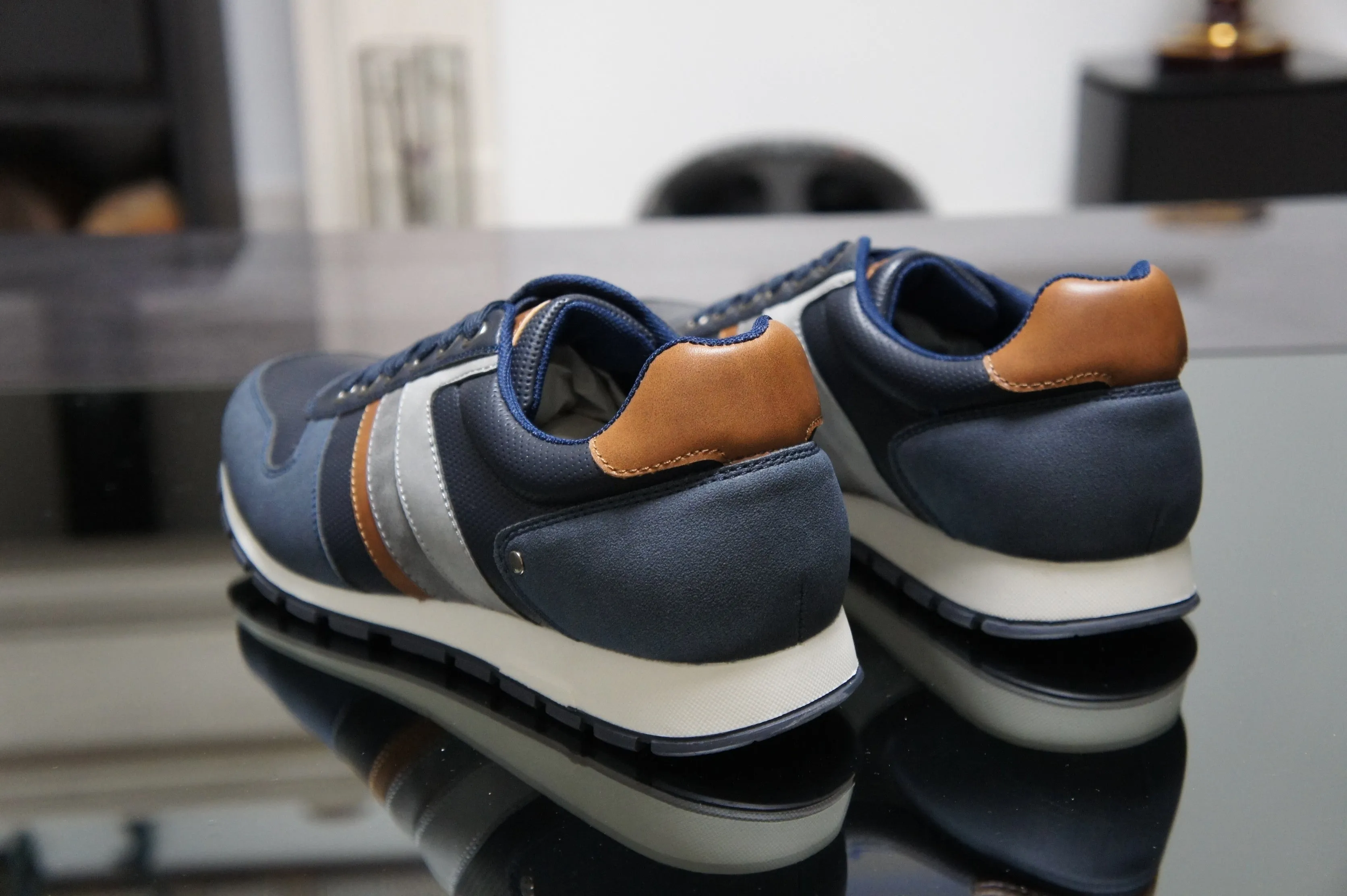 Classic Smart Casual Comfortable Low-Top Sneakers Trainers for Men A2192 Navy