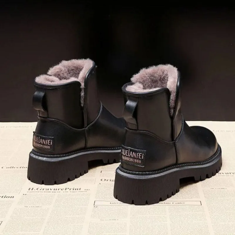 Cuzcare Orthopedic Women Ankle Boots Arch Support Plush Warm Waterproof Wide Toe-box