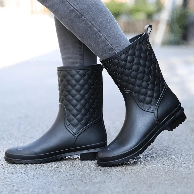Cuzcare Women Rain Boots Orthopedic Mid Calf Shoes