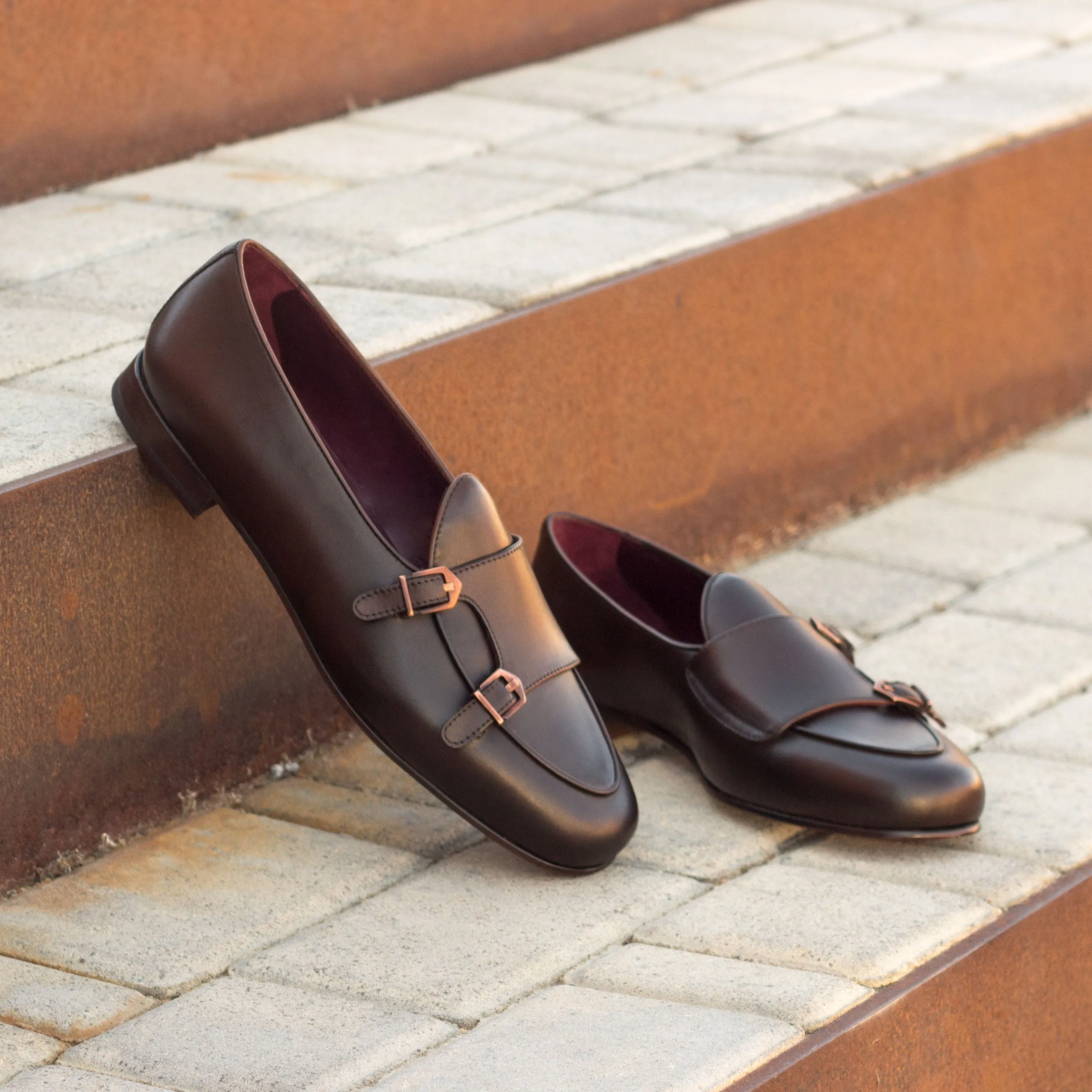 DapperFam Rialto in Dark Brown Men's Italian Leather Monk Slipper