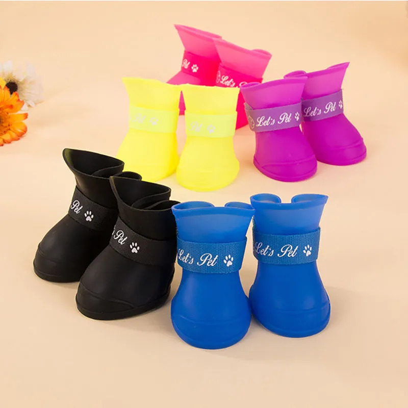 Dog silicone rain boots