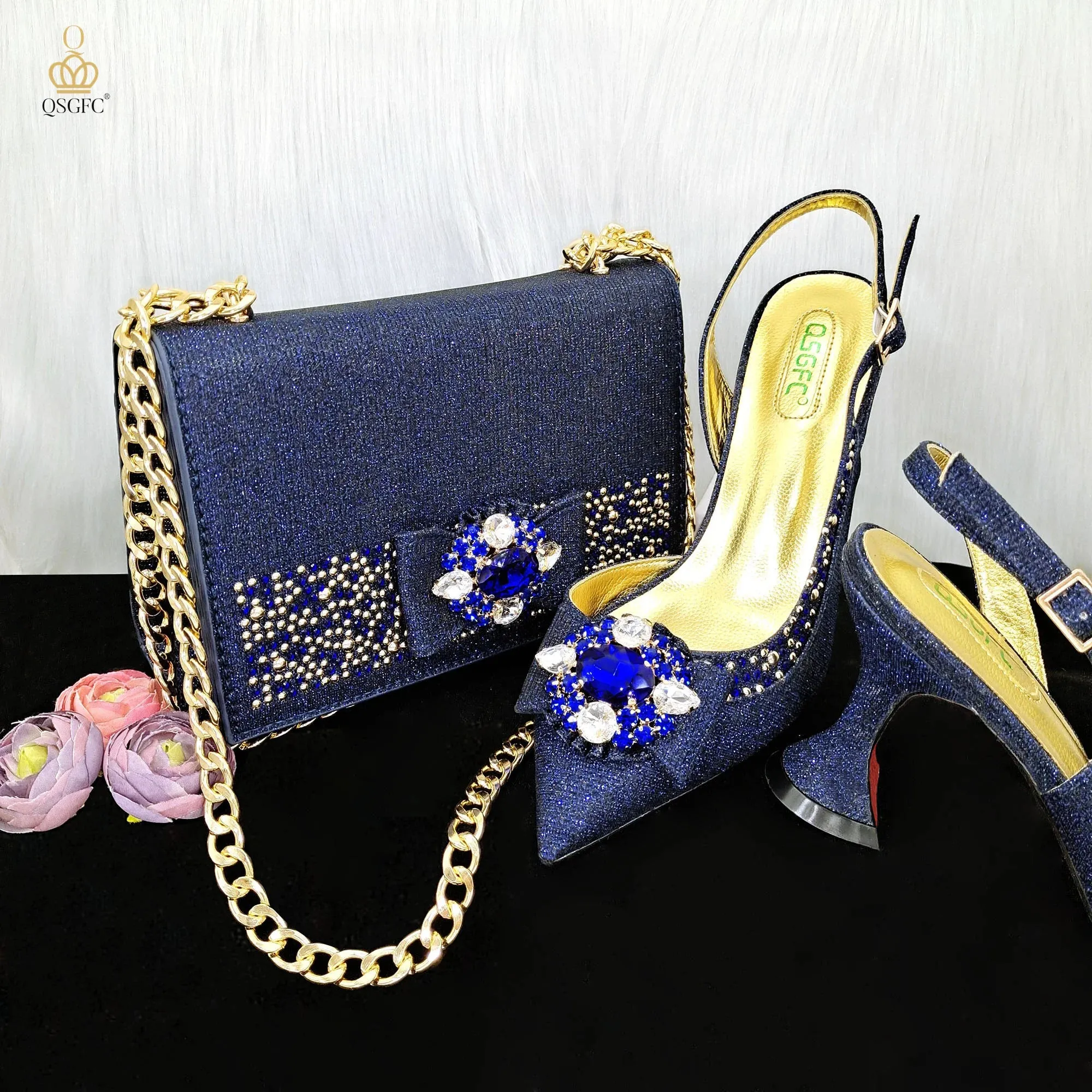 Elegant Set Pointed Toe Shoes And Bag Set