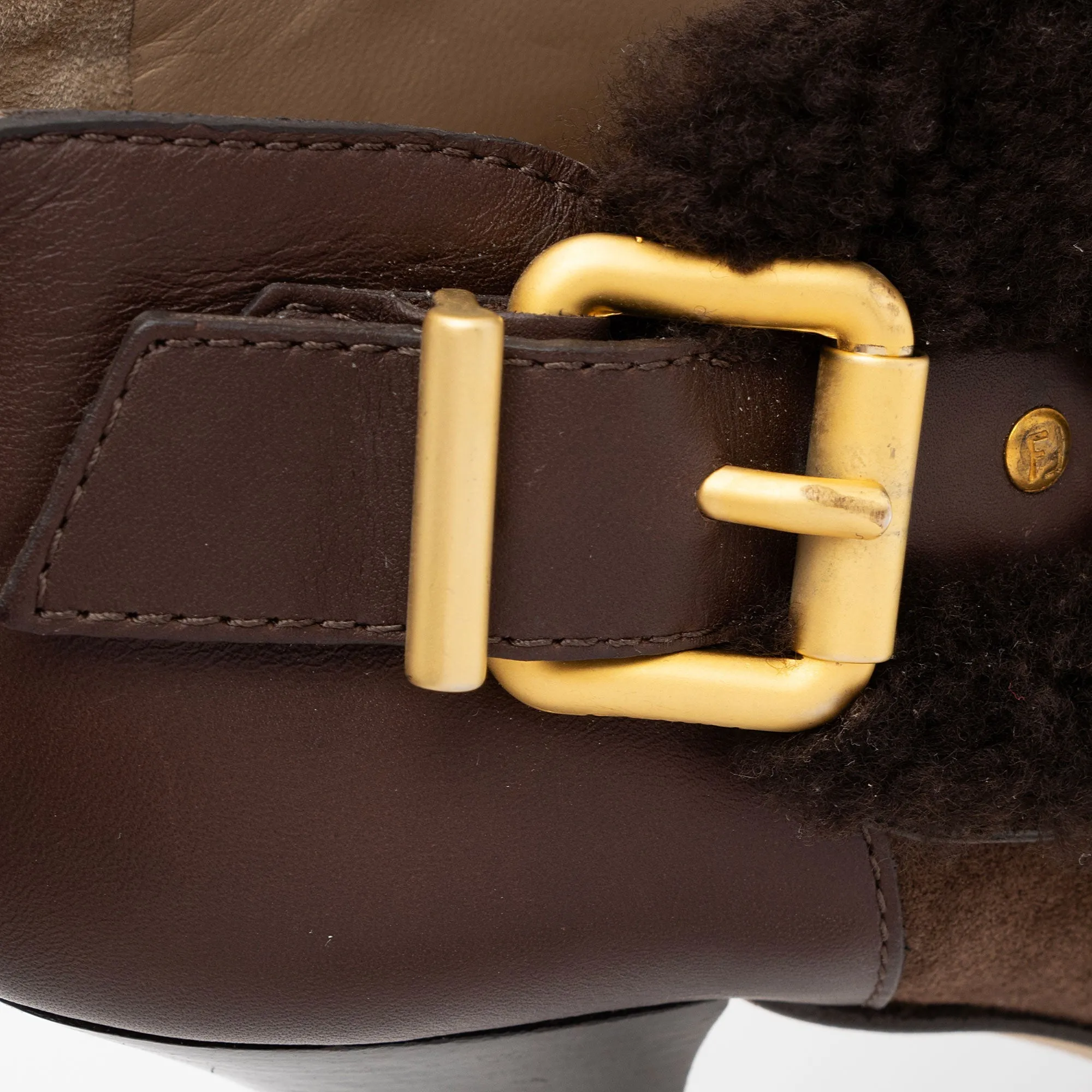 Fendi Suede Shearling Platform Ankle Boots - Size 9.5 / 39.5 (SHF-iHQvwi)