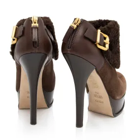 Fendi Suede Shearling Platform Ankle Boots - Size 9.5 / 39.5 (SHF-iHQvwi)