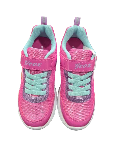 Geox Light Up pink/green trainers