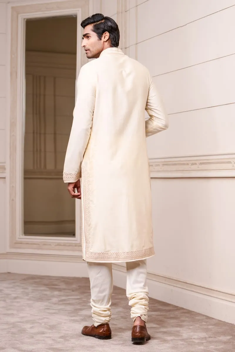 Ivory Angarakha Style Embroidered Kurta Set