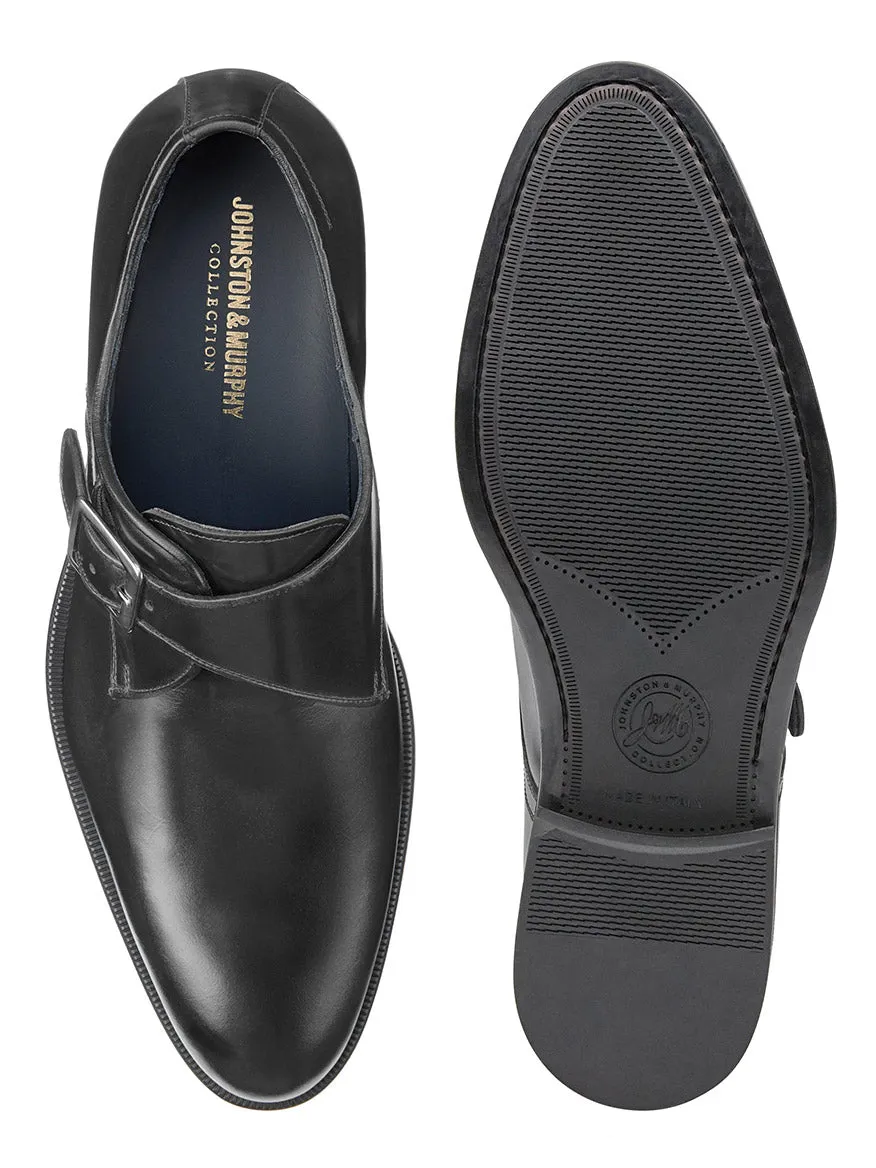 J & M Collection Flynch Monk Strap in Black Italian Calfskin