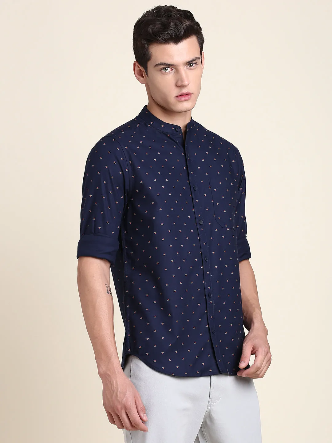 Men's Comfortable And Stylish Navy Casual Shirt