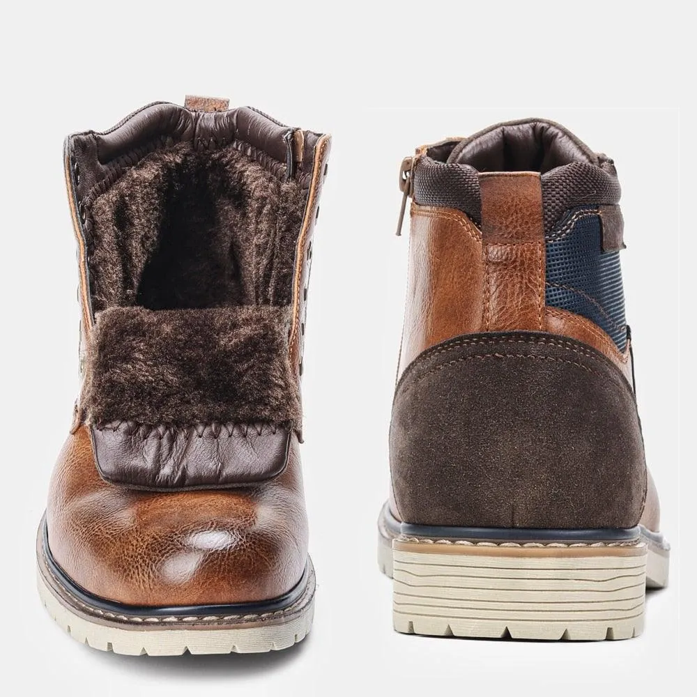 Men's Comfortable PU Leather Non-Slip Winter Boots