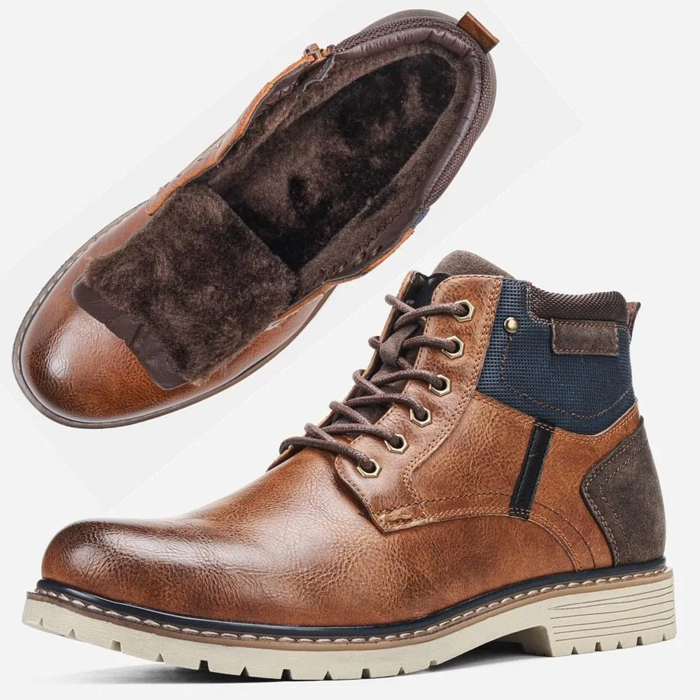 Men's Comfortable PU Leather Non-Slip Winter Boots