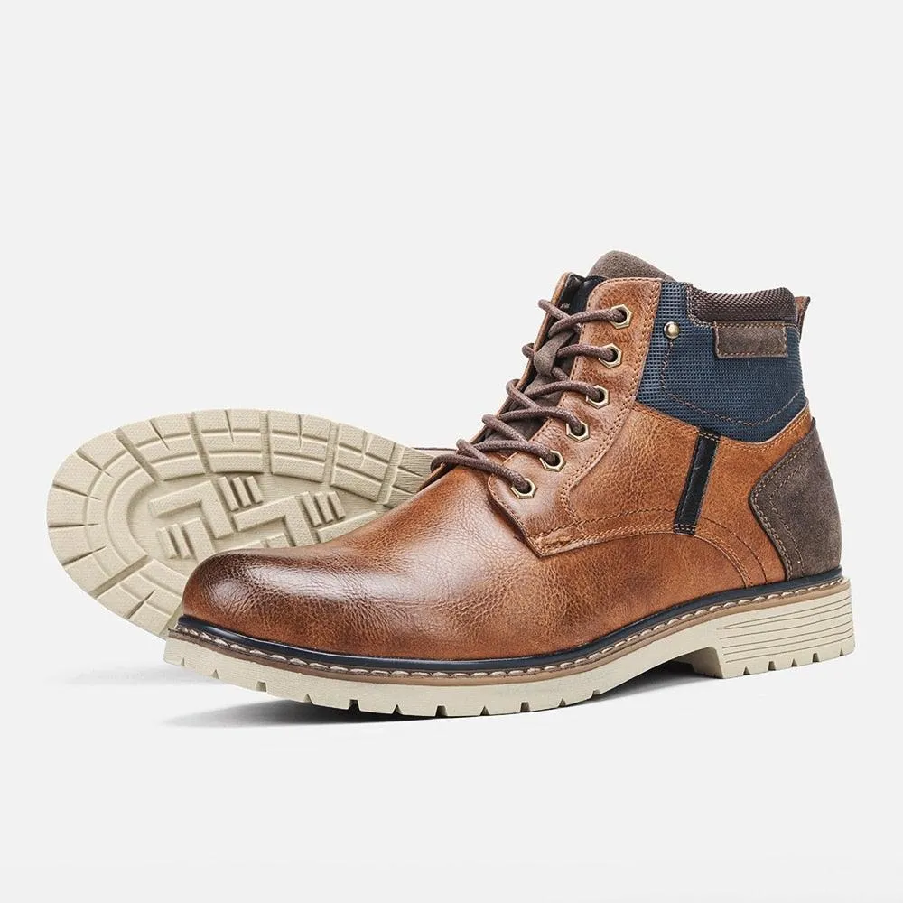 Men's Comfortable PU Leather Non-Slip Winter Boots