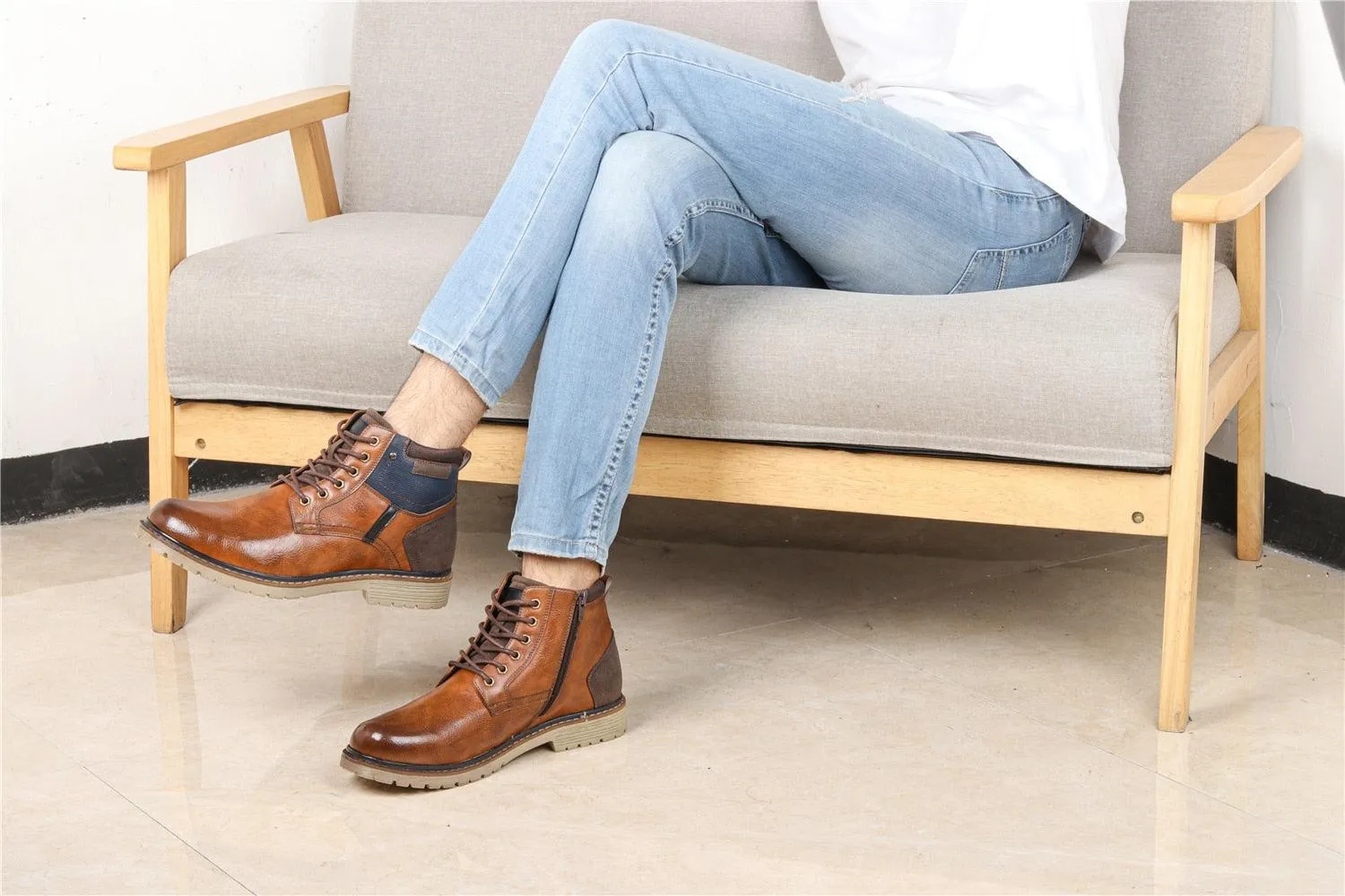 Men's Comfortable PU Leather Non-Slip Winter Boots