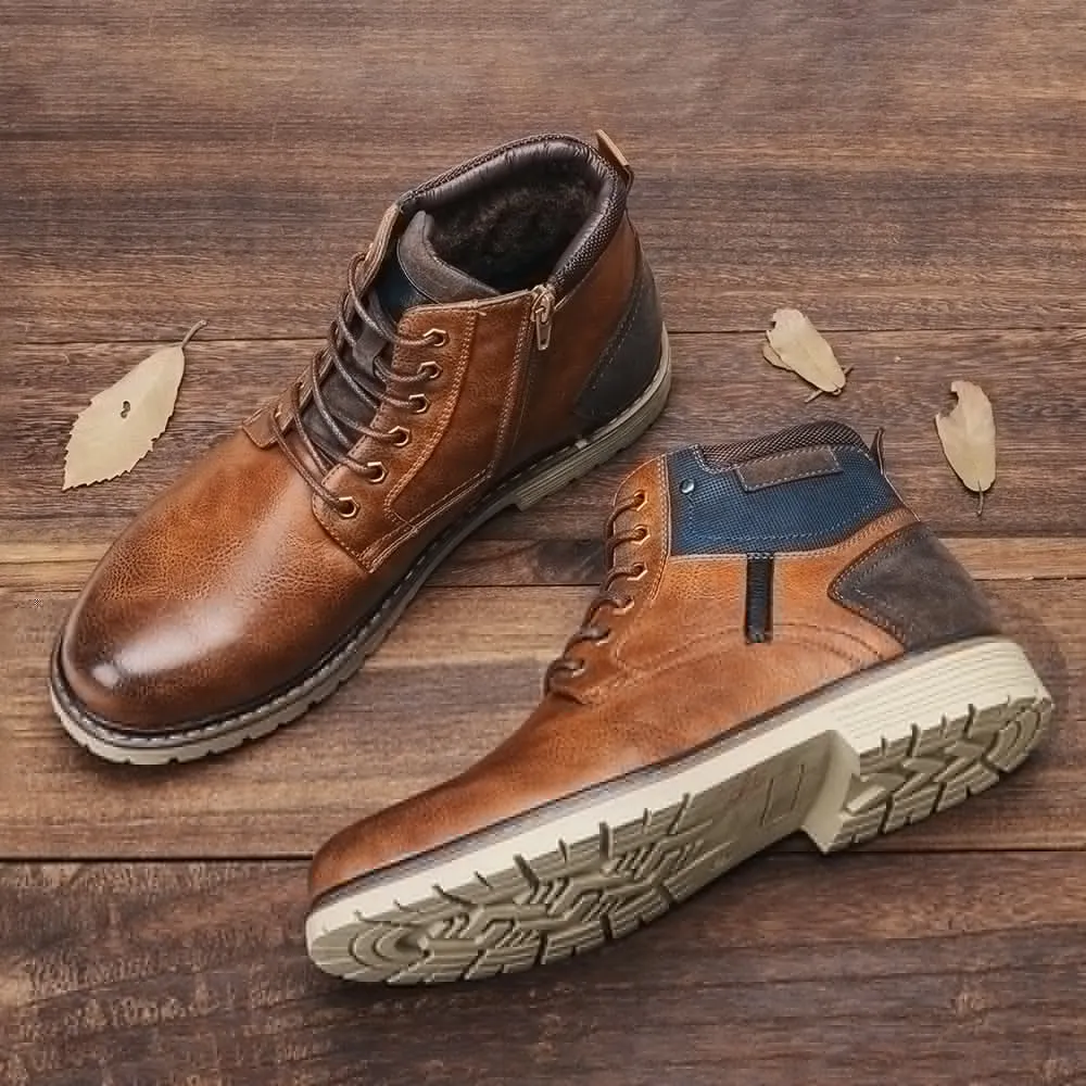 Men's Comfortable PU Leather Non-Slip Winter Boots