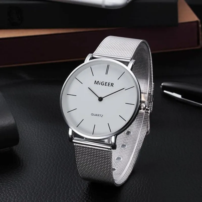 MIGEER Watch Men Top Brand Luxury Male Steel Watches Fashion Men's Watch Men Wrist Watch Clocks reloj hombre relogio masculino