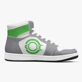 OOTAMAWAE Original Brand High-Top Leather Sneakers - Grey Green logo