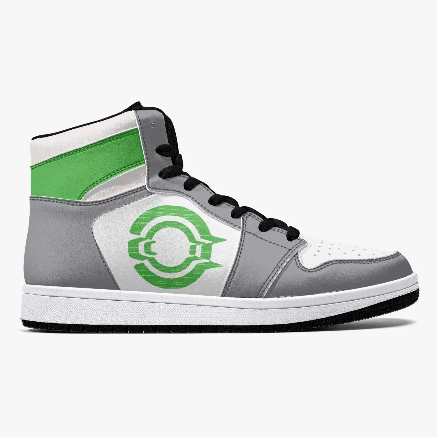 OOTAMAWAE Original Brand High-Top Leather Sneakers - Grey Green logo