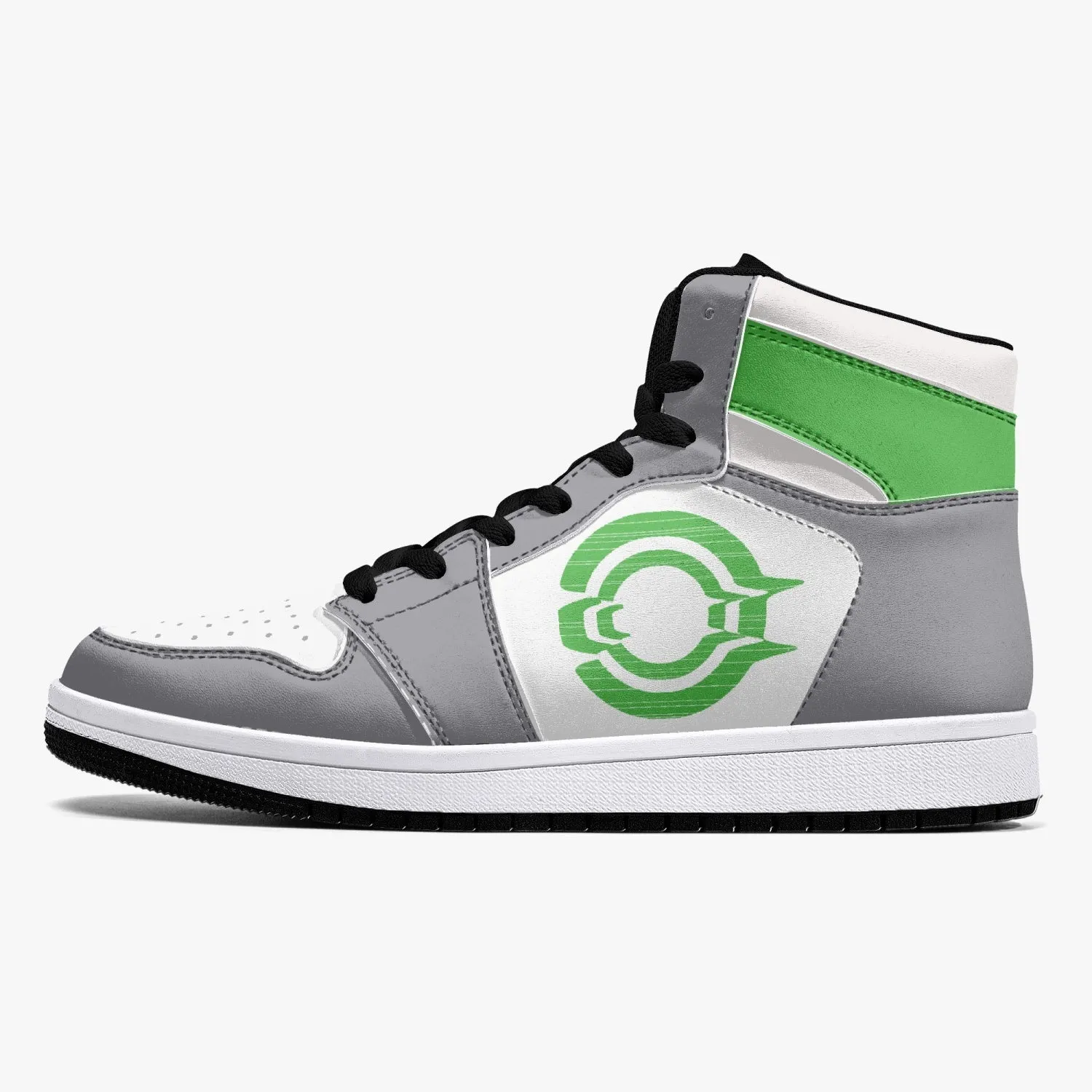 OOTAMAWAE Original Brand High-Top Leather Sneakers - Grey Green logo