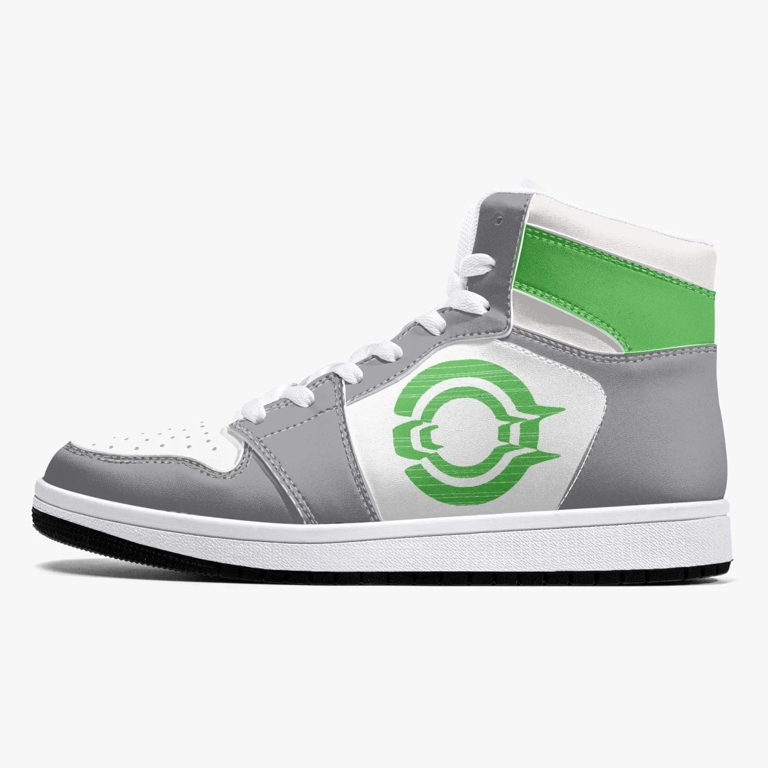 OOTAMAWAE Original Brand High-Top Leather Sneakers - Grey Green logo