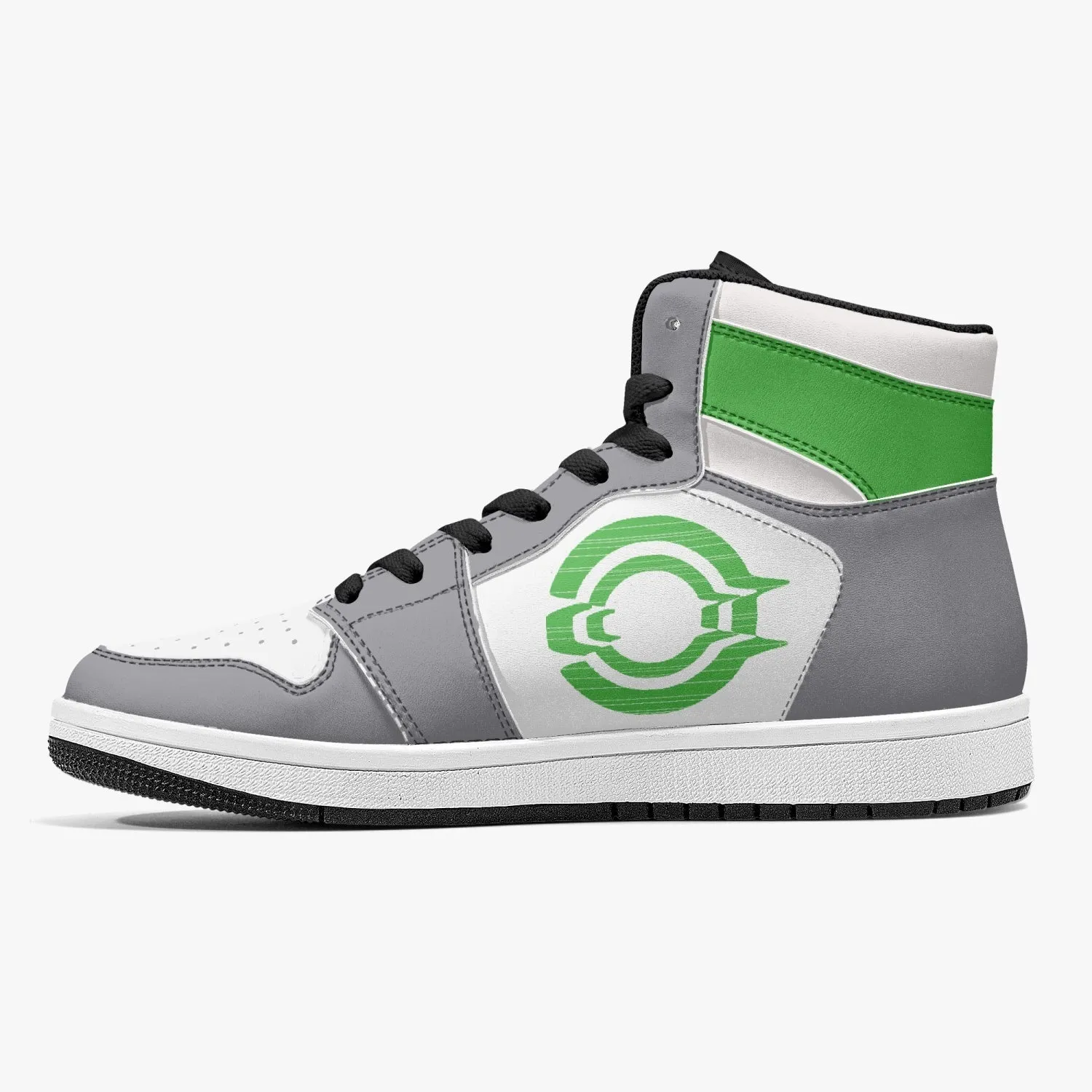 OOTAMAWAE Original Brand High-Top Leather Sneakers - Grey Green logo