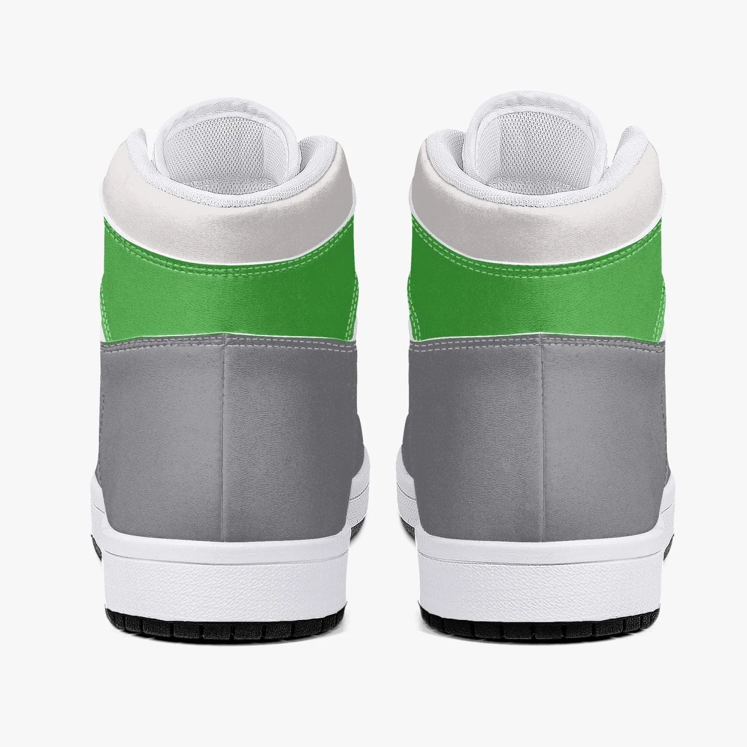 OOTAMAWAE Original Brand High-Top Leather Sneakers - Grey Green logo