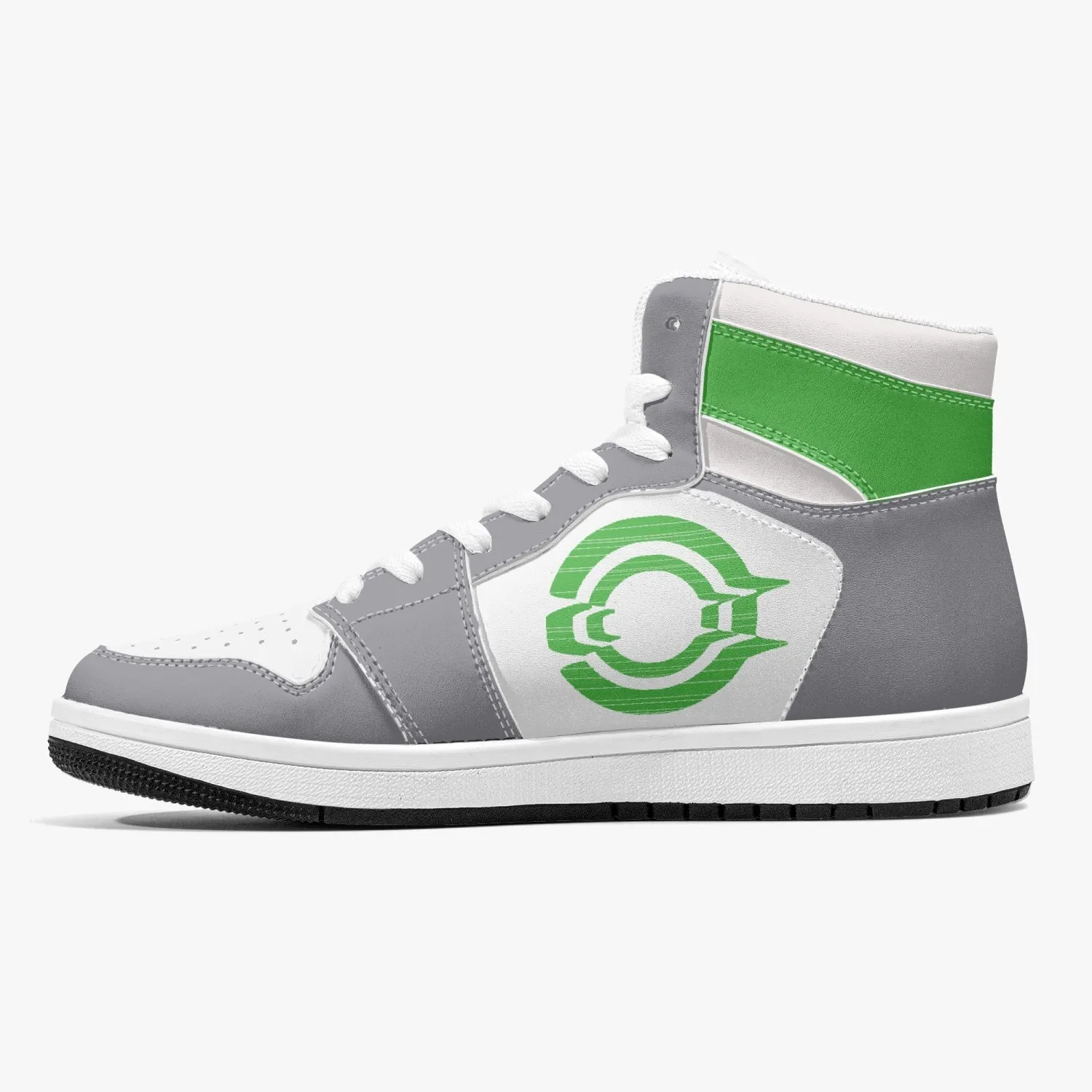 OOTAMAWAE Original Brand High-Top Leather Sneakers - Grey Green logo