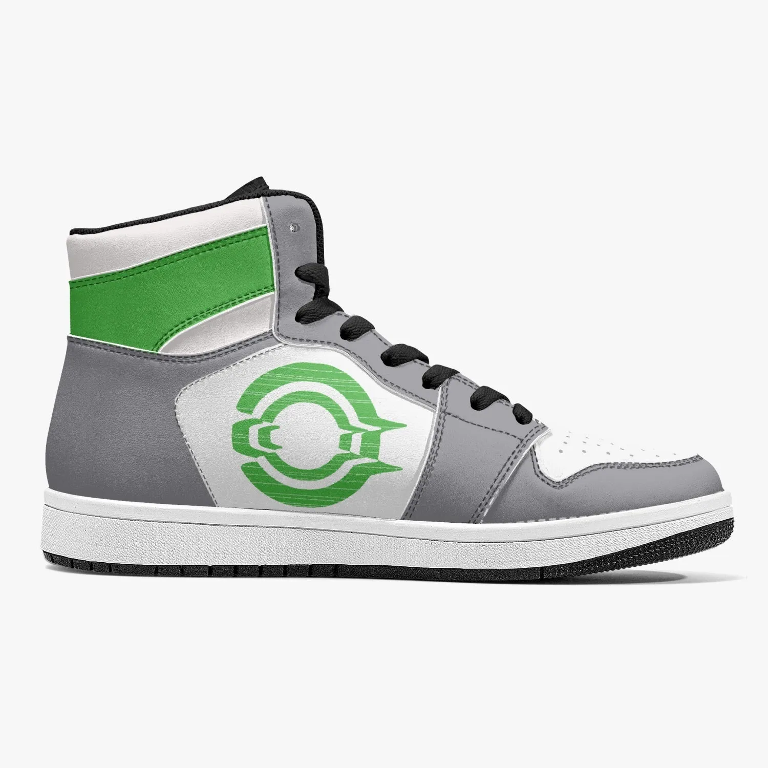 OOTAMAWAE Original Brand High-Top Leather Sneakers - Grey Green logo