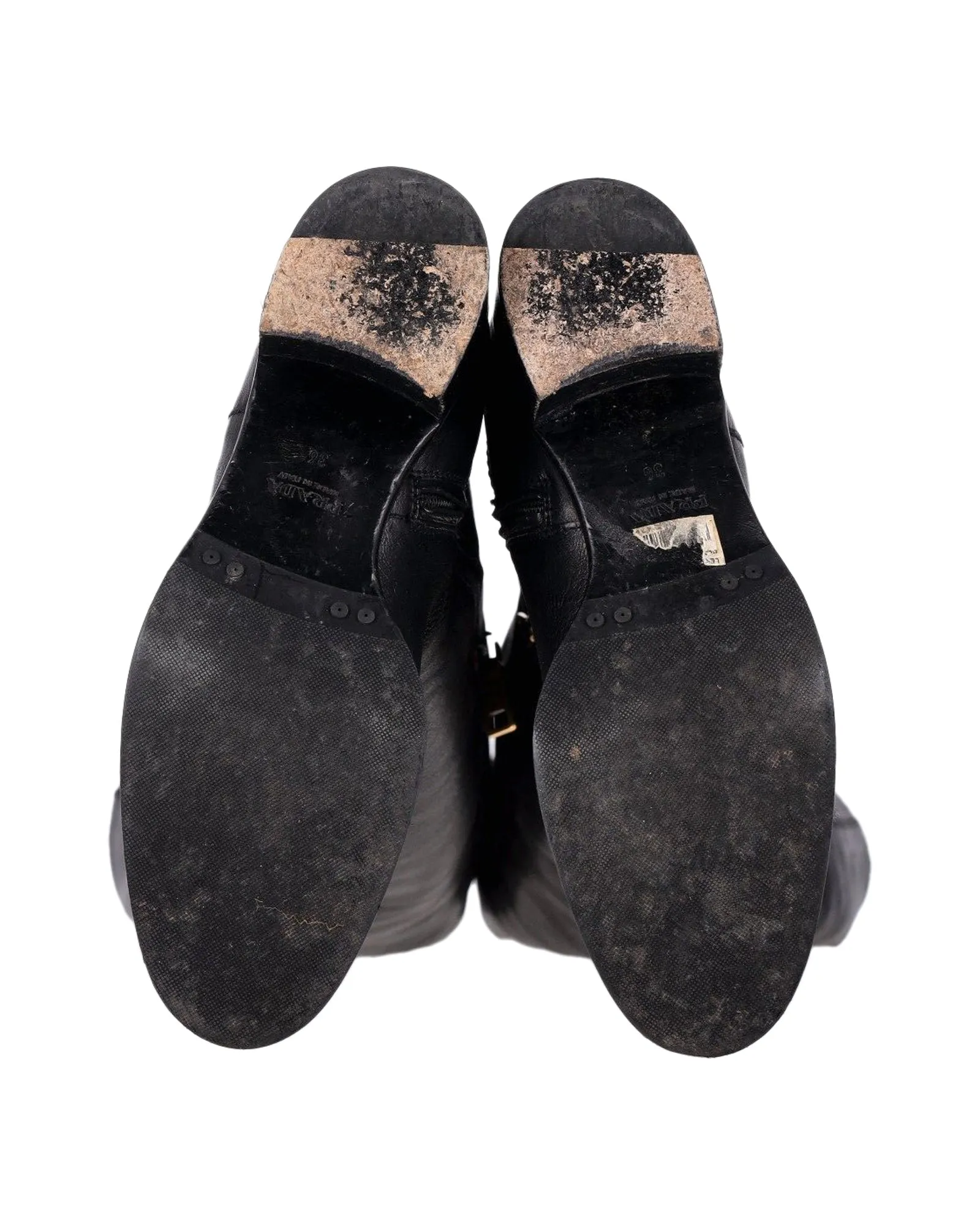 Prada Over-The-Knee Buckled Boots in Black Leather