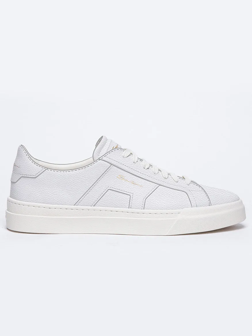 Santoni Double Buckle Sneaker in White