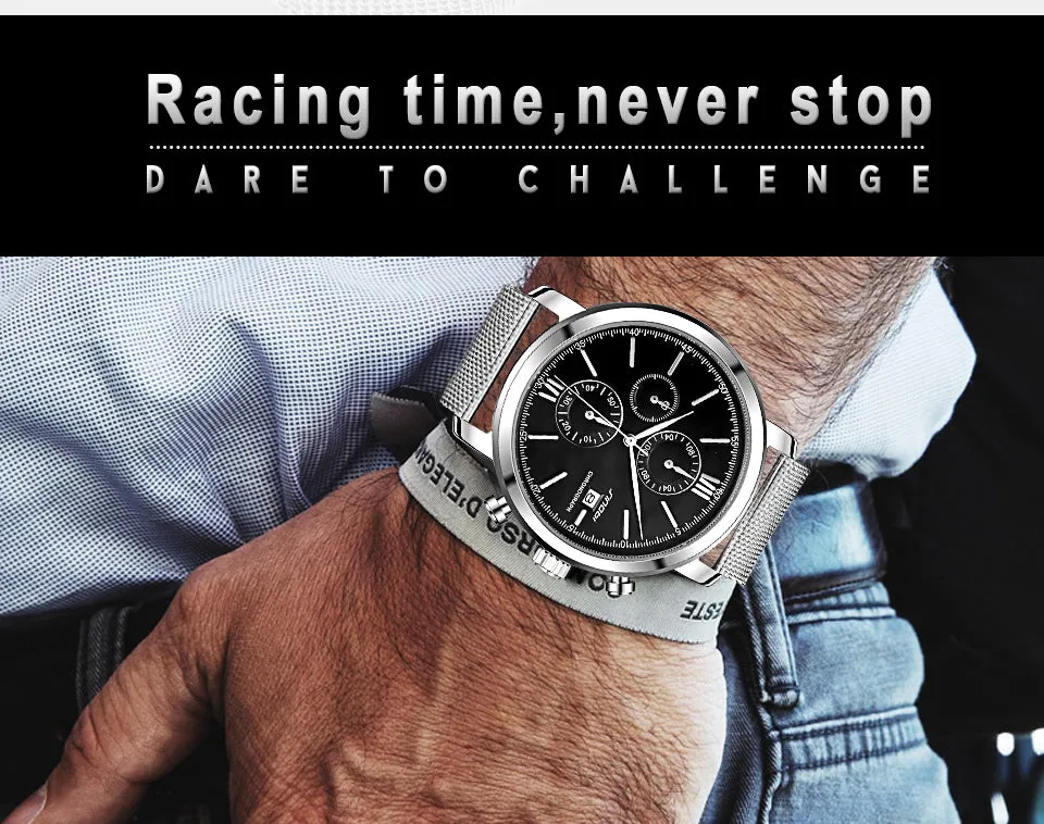 SINOBI Men's Watch Waterproof Sport Watch Men Watch Stainless Steel Wrist watches Clock saat relogio masculino erkek kol saati