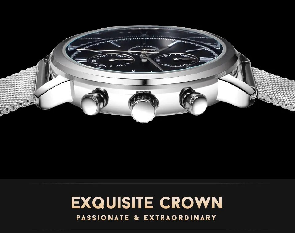 SINOBI Men's Watch Waterproof Sport Watch Men Watch Stainless Steel Wrist watches Clock saat relogio masculino erkek kol saati