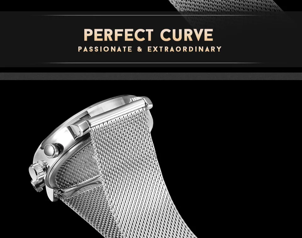 SINOBI Men's Watch Waterproof Sport Watch Men Watch Stainless Steel Wrist watches Clock saat relogio masculino erkek kol saati