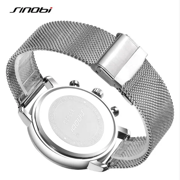 SINOBI Men's Watch Waterproof Sport Watch Men Watch Stainless Steel Wrist watches Clock saat relogio masculino erkek kol saati