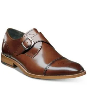 Stylish Handmade Men's Brogue Rounded Cap Toe Brown Monk Strap Leather Shoes